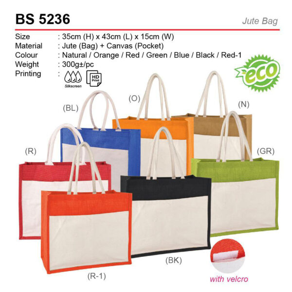A3 jute bag with pocket BS5236