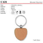Love shaped Wooden Keychain (C629)