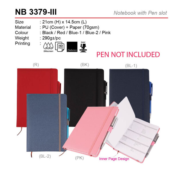 notebook with pen slot NB3379-III