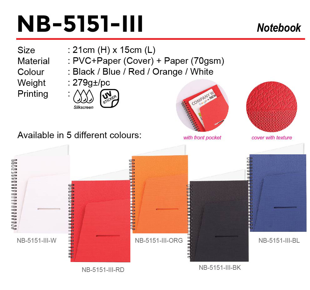 notebook-NB-5151-iii PVC A5 notebook NB-5151-III